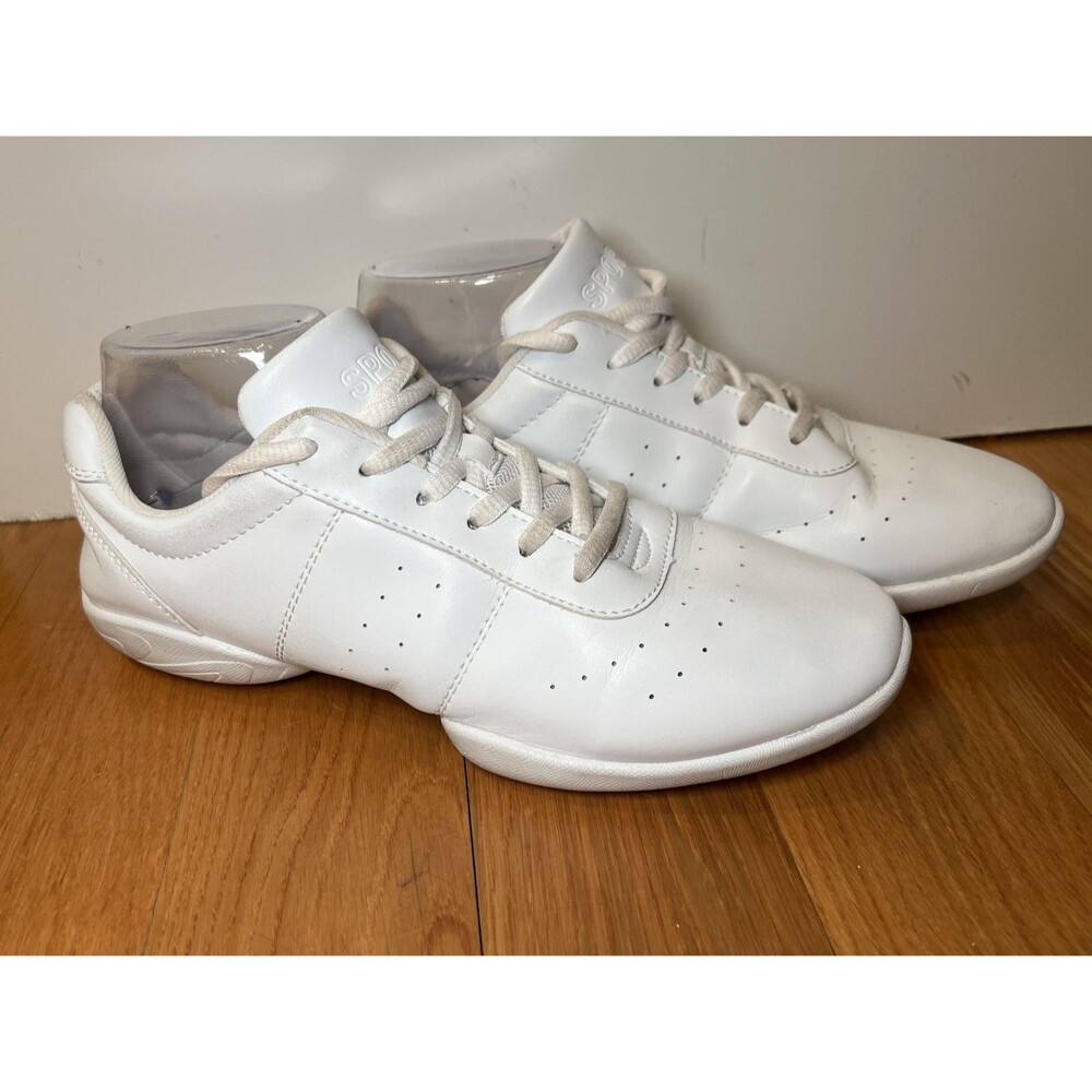 Sport Shoes Womens Size 9 White Faux Leather Dance Sneakers R-Shox Sole